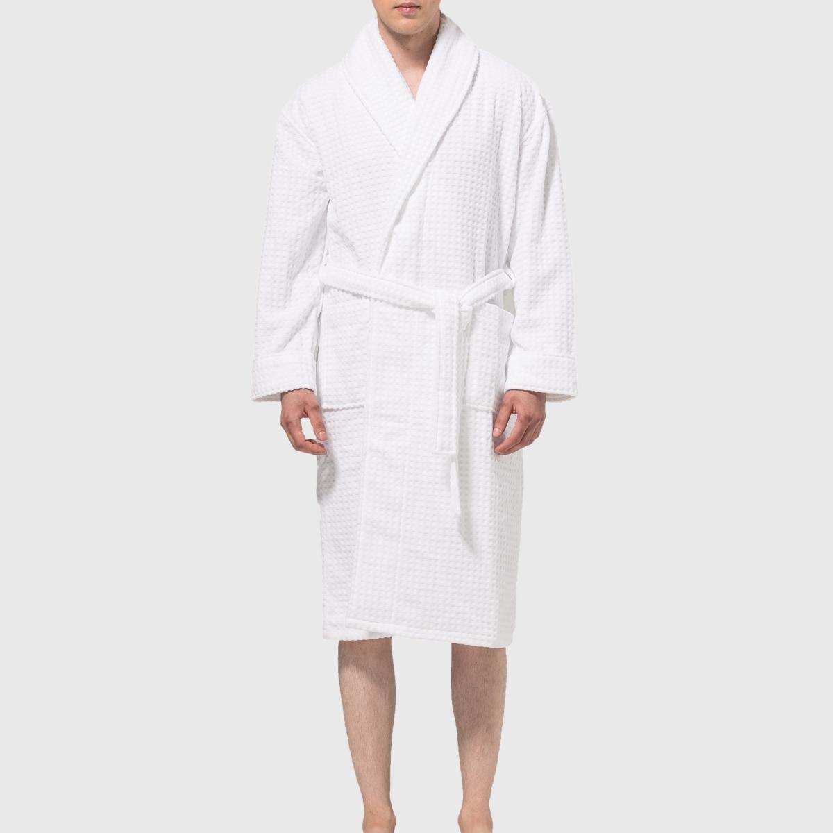 Alpine Swiss Mens Luxury Waffle Knit Cotton Bathrobe Shawl Collar Hotel Spa Robe Product Image