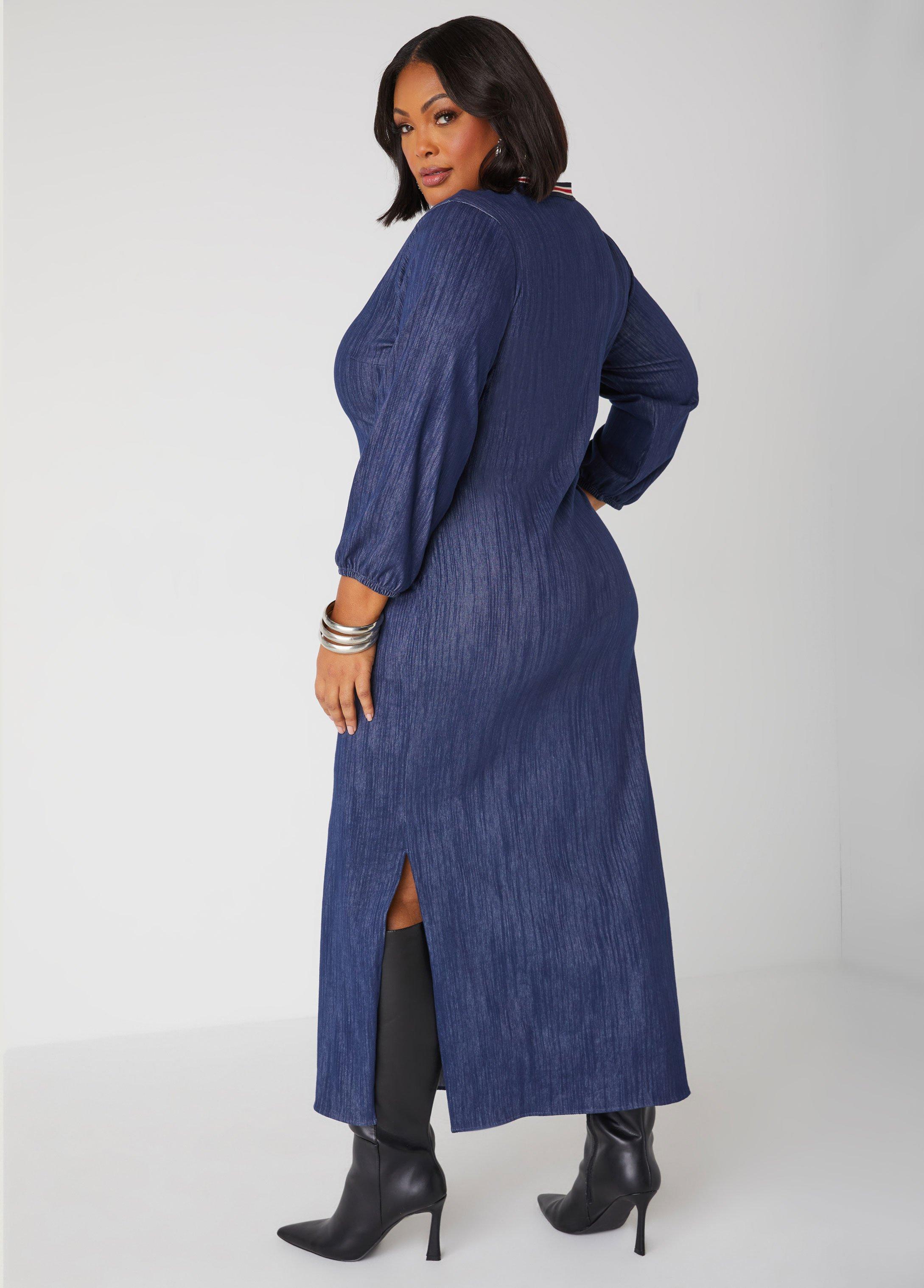 Textured Denim Maxi Dress Product Image