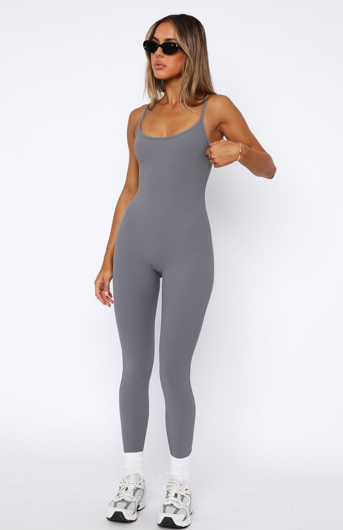 Life Is Short Ribbed Jumpsuit Charcoal Product Image