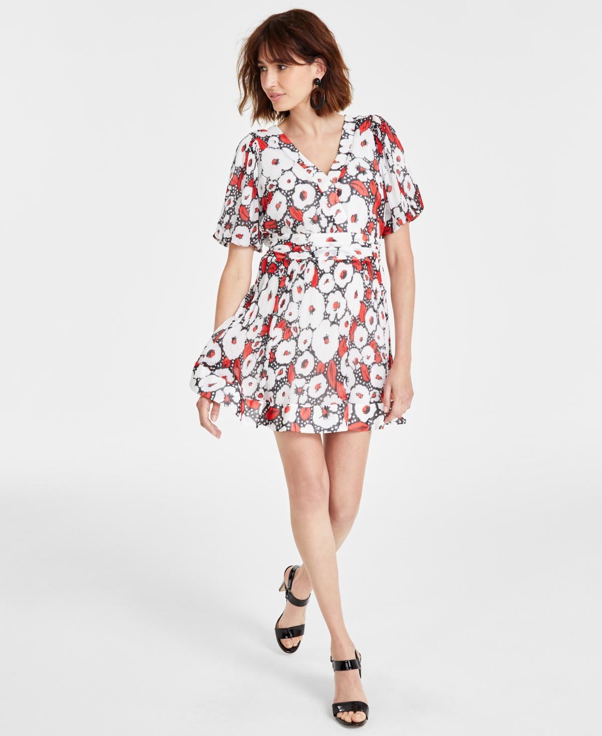 Karl Lagerfeld Paris Womens Crinkle-Chiffon Printed Dress Product Image