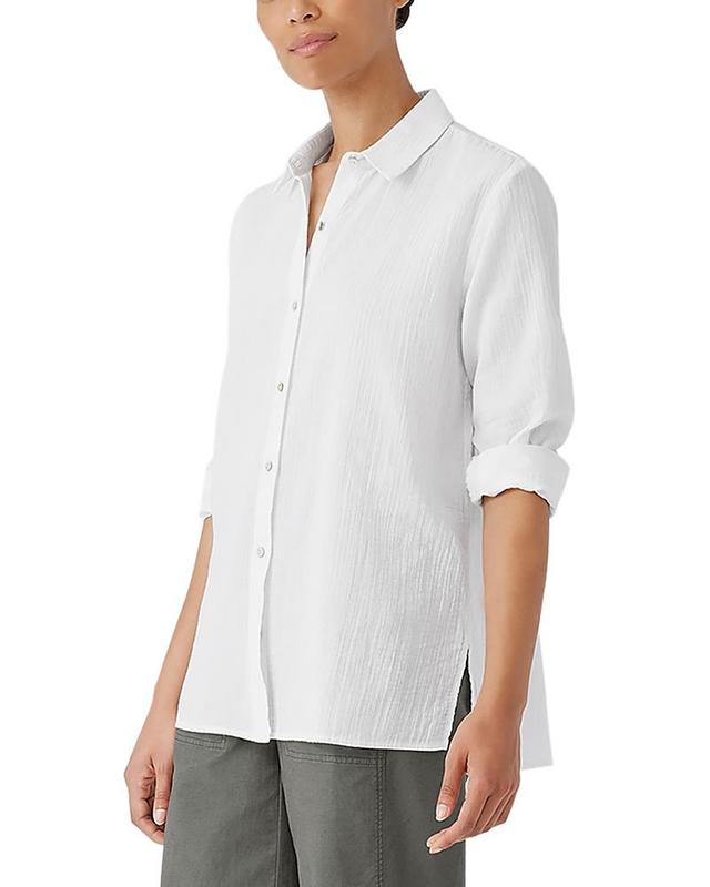 Eileen Fisher Easy Classic Organic Cotton Button-Up Shirt Product Image