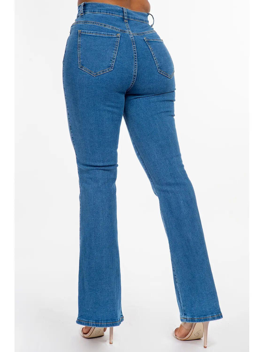 High Waisted Bootcut Extreme Stretch Flare Jeans Female Product Image