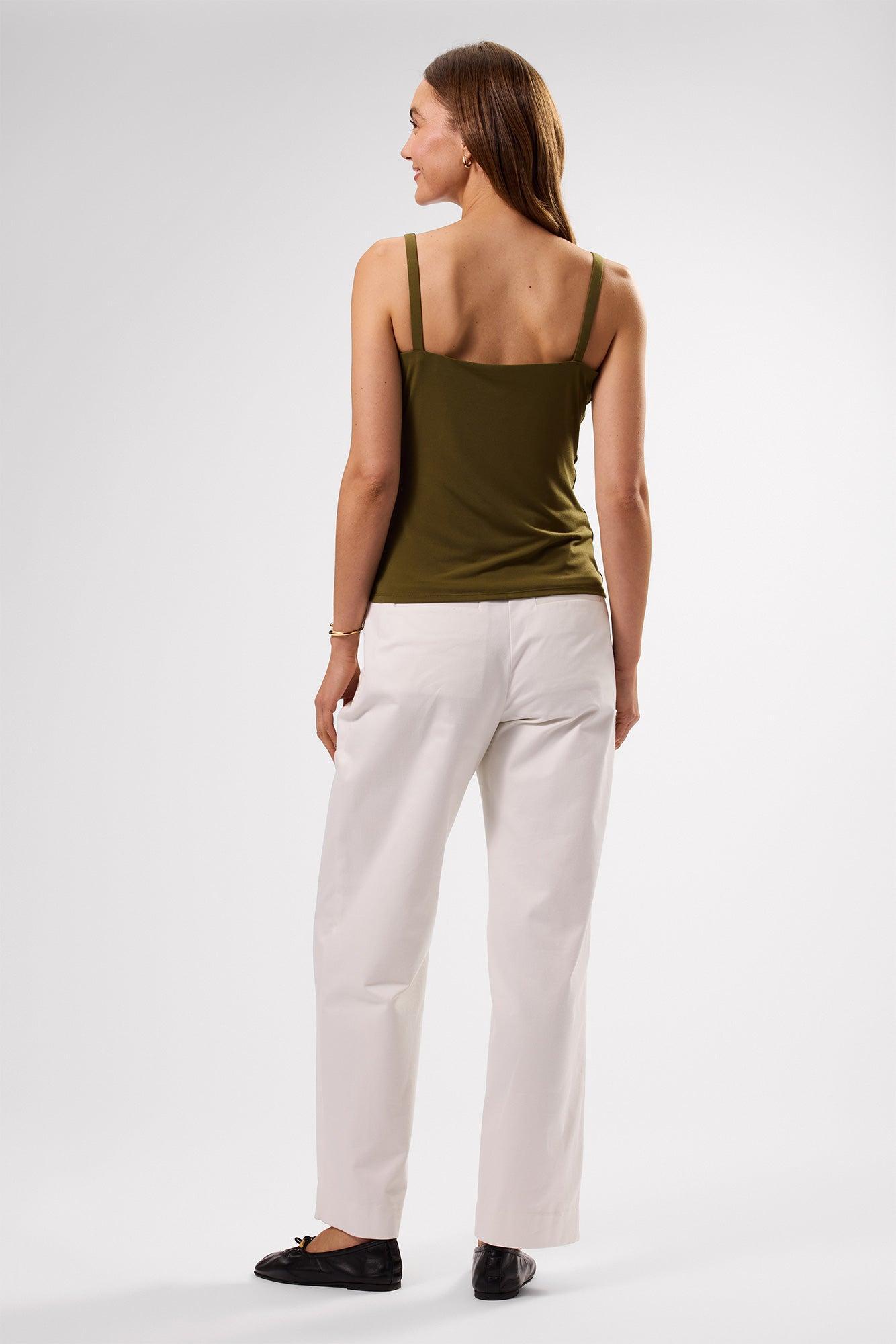 Josie Stretch Knit Tank - Olive Green Product Image