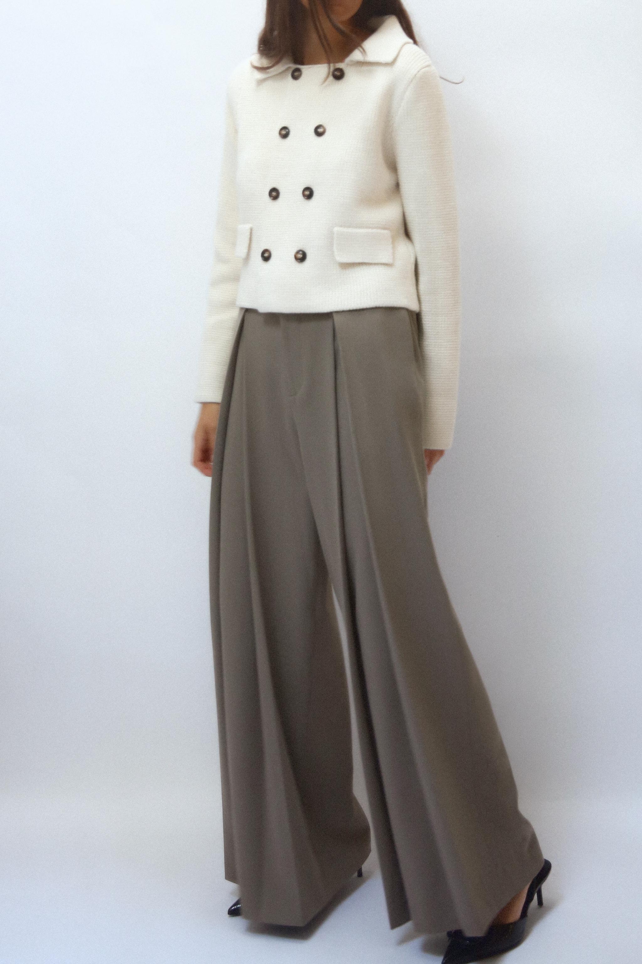 PLEATED WIDE LEG PANTS WITH BELT Product Image