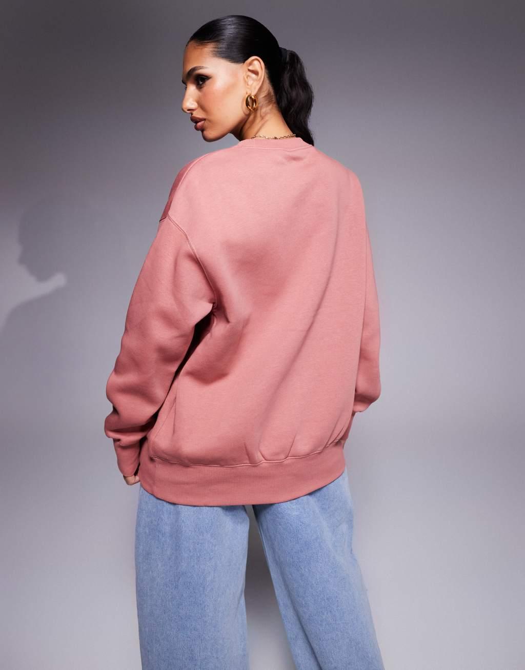 Nike Phoenix Fleece oversized sweatshirts in pink Product Image