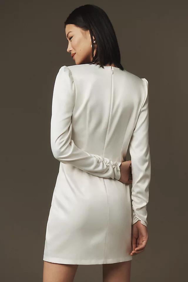 BHLDN Maya Long-Sleeve Twist Satin Mini Dress Product Image