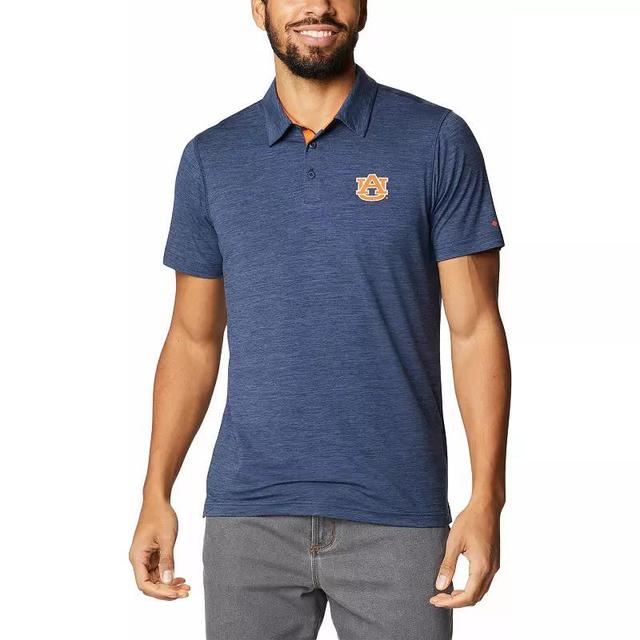 Mens Columbia Auburn Tigers Tech Trail Space Dye Omni-Shade Polo Blue Product Image