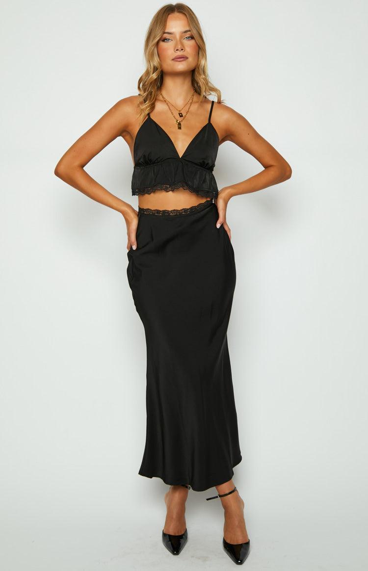 Jayde Black Lace Trim Crop Top Product Image