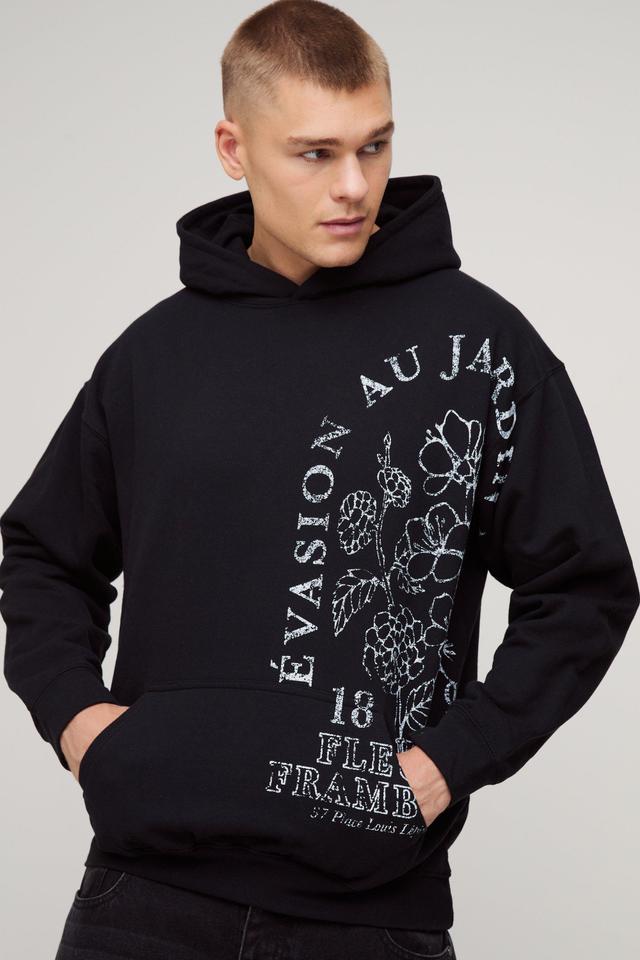 Floral Graphic Overseams Hoodie | boohooMAN USA Product Image