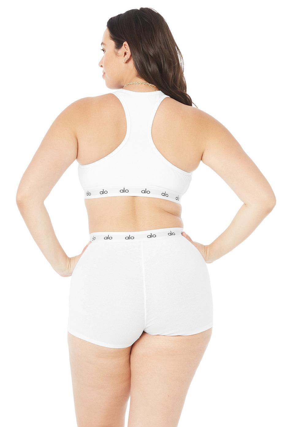 Icon Ribbed Henley Bra - White Female Product Image