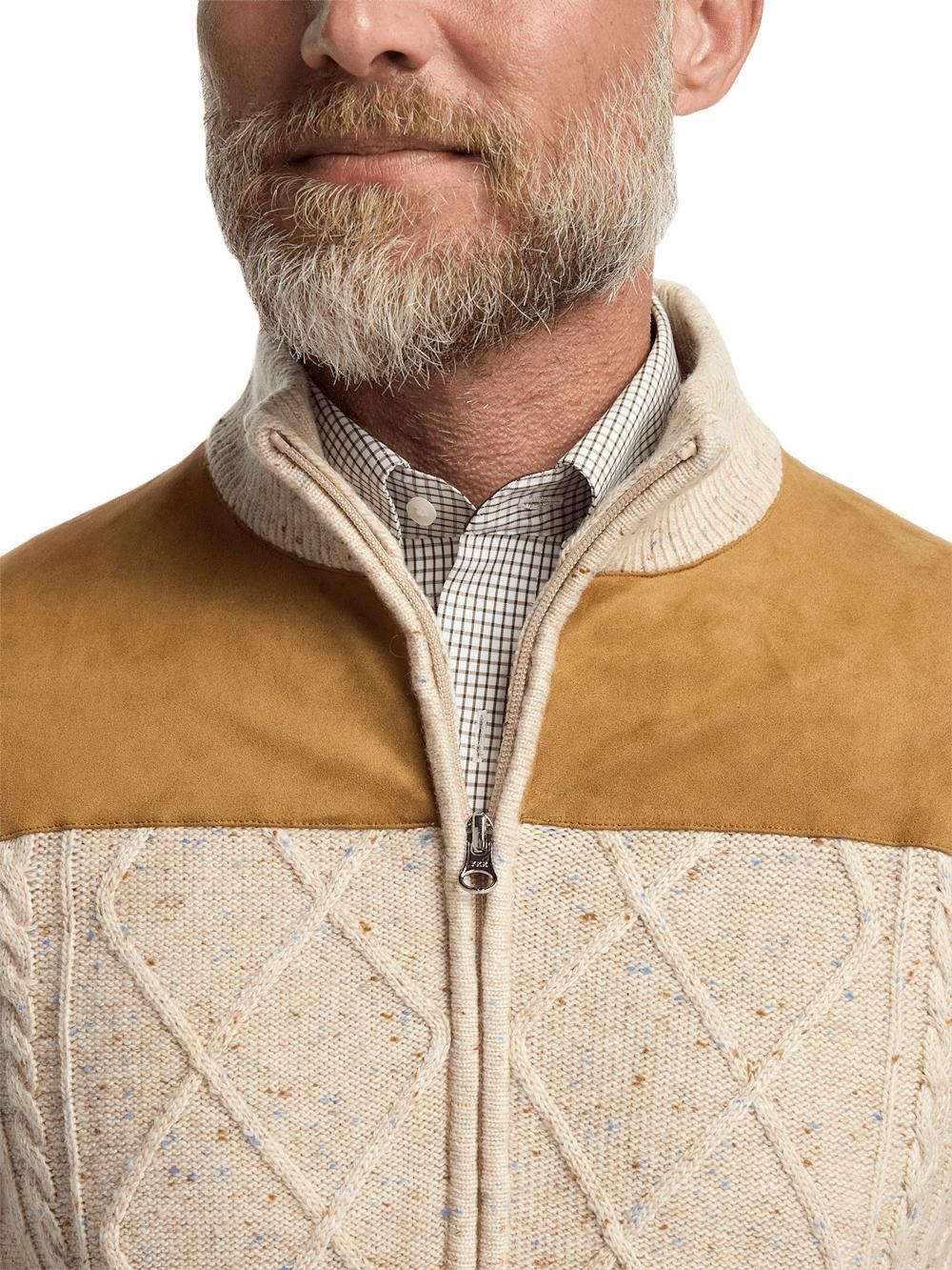 Donegal Full Zip Mock Neck Sweater - Ivory Product Image