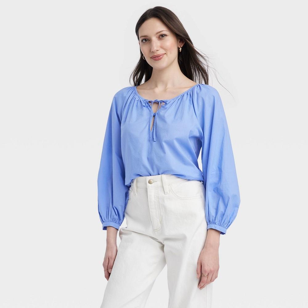 Womens Long Sleeve Blouse - Universal Thread Blue XS Product Image