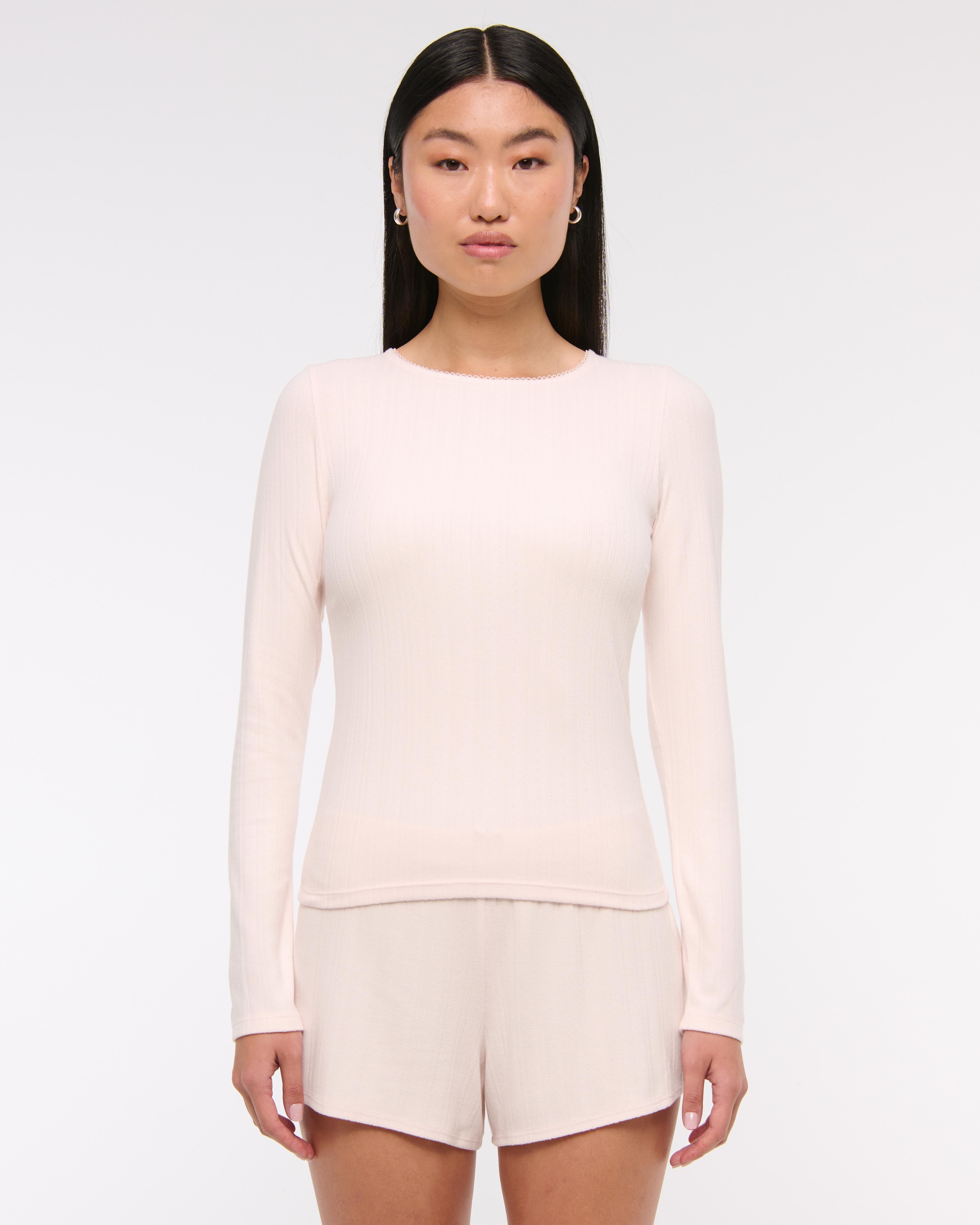 Long-Sleeve Pointelle Sleep Top Product Image