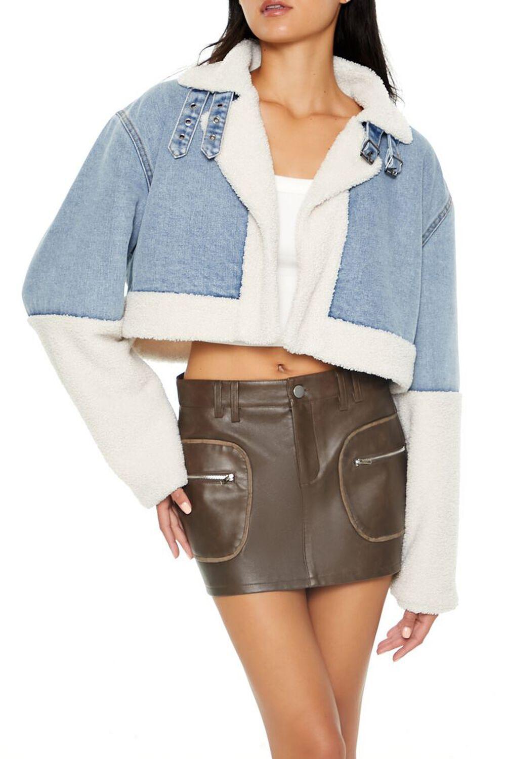 Faux Shearling Denim Moto Jacket | Forever 21 Product Image