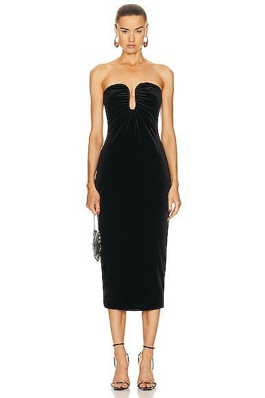 self-portrait Velvet Strapless Midi Dress Product Image