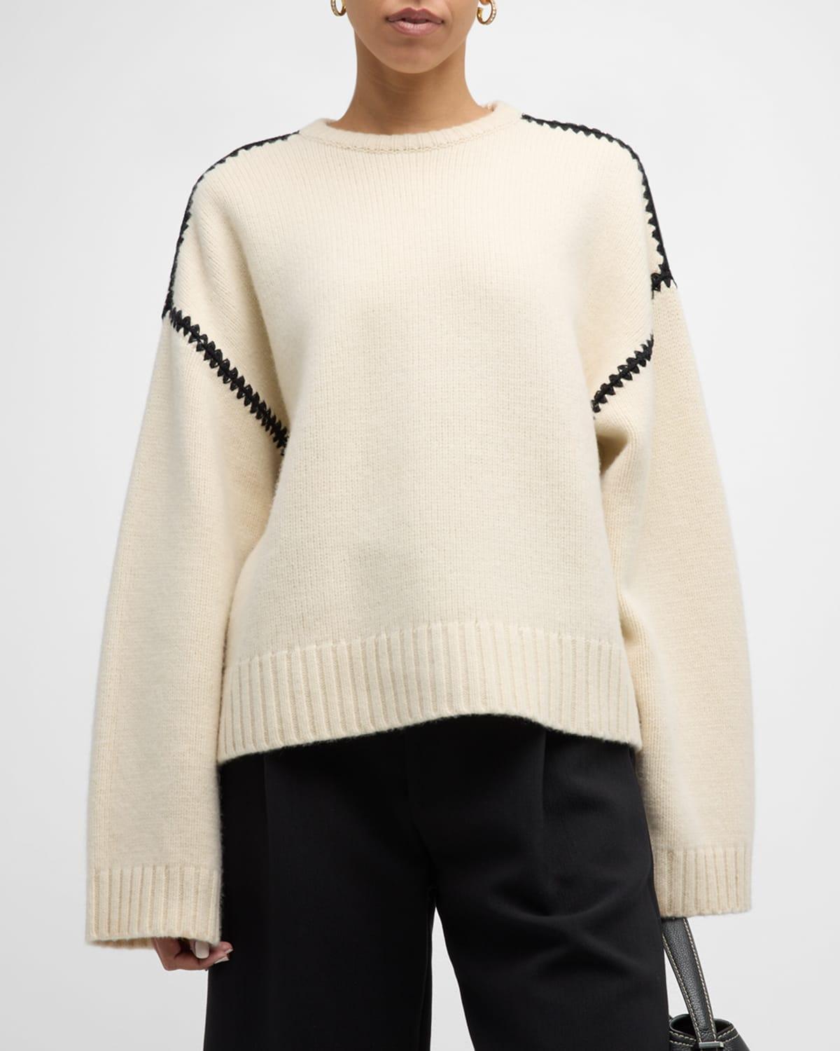 Womens Wool-Cashmere Embroidered Sweater product image