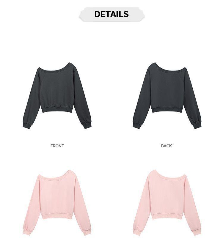 Off-Shoulder Plain Sweatshirt Product Image