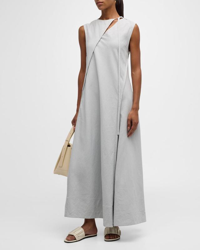 Womens Linen Asymmetric Maxi Dress Product Image