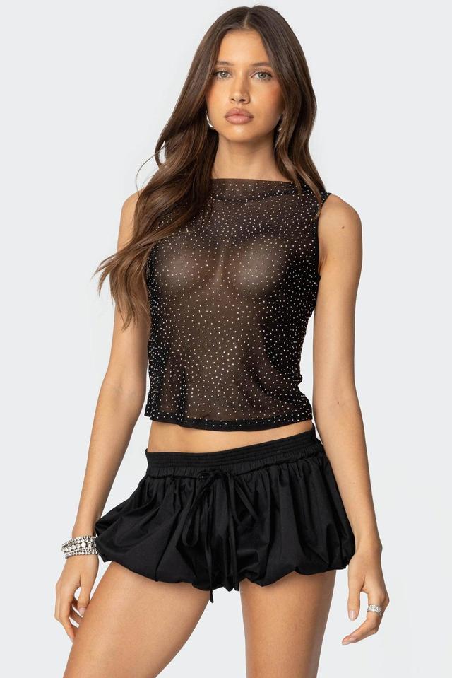 Rhinestone Sheer Mesh Top Product Image