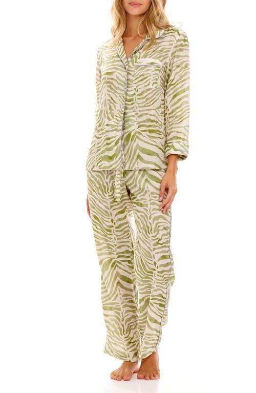 The Lazy Poet Emma Olive Zebra Linen Pajamas Product Image