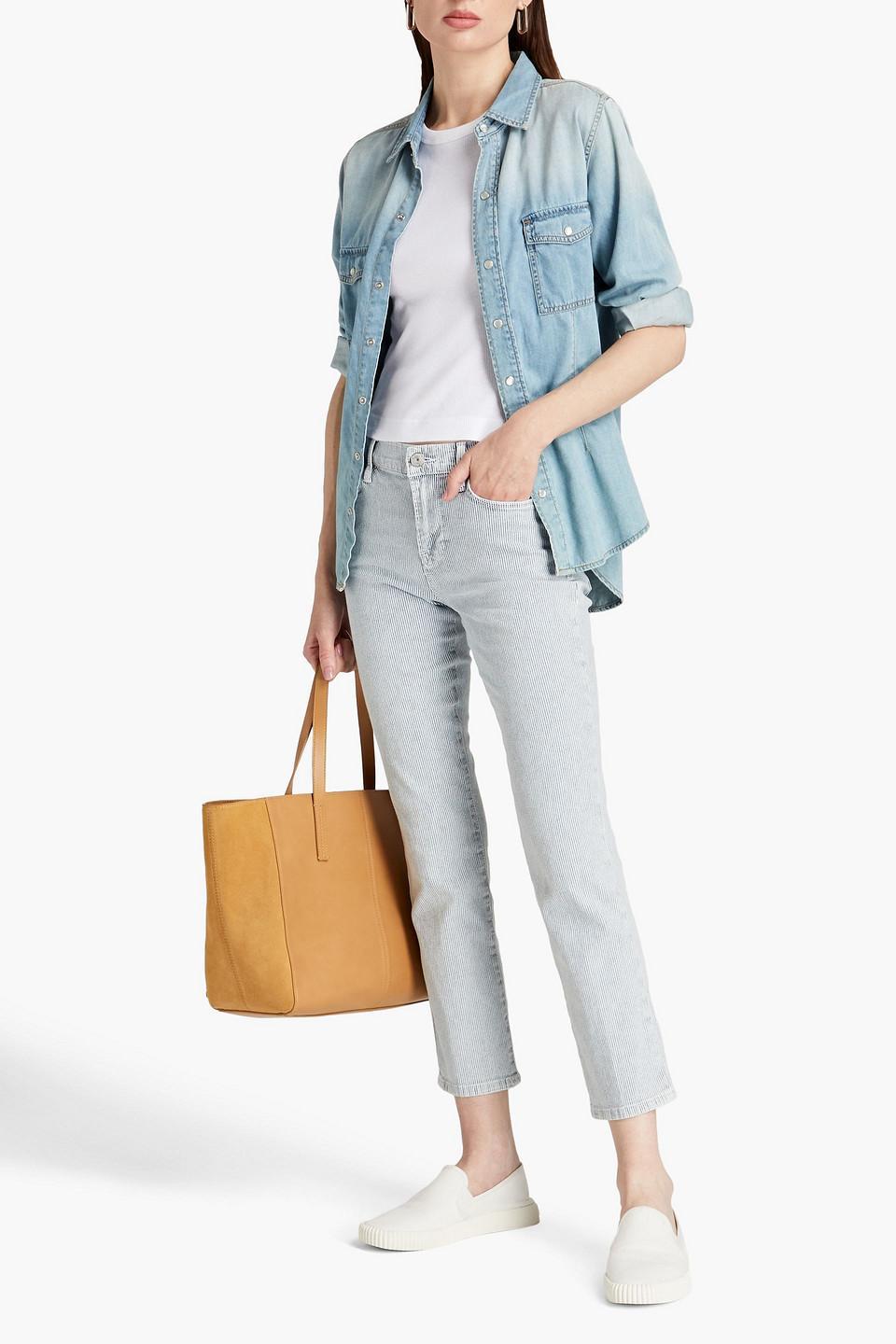 Le High Striped Low-rise Straight-leg Jeans In Light Denim Product Image