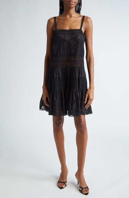 Halliday Tiered Paneled Lace And Cotton-gauze Maxi Dress In Black Product Image