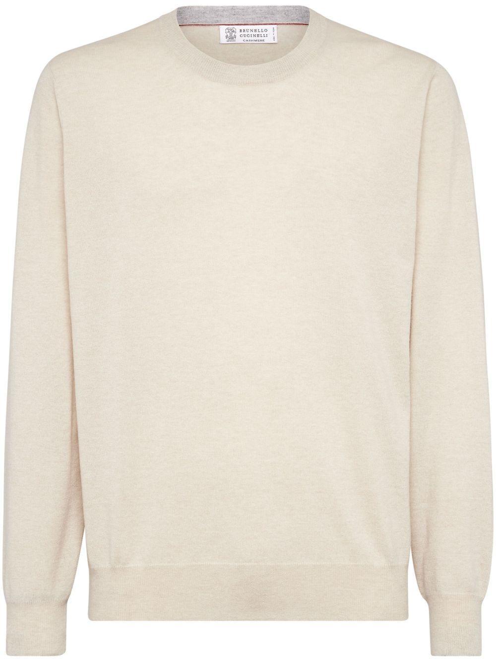 Crew Neck Cashmere Jumper In Neutrals Product Image