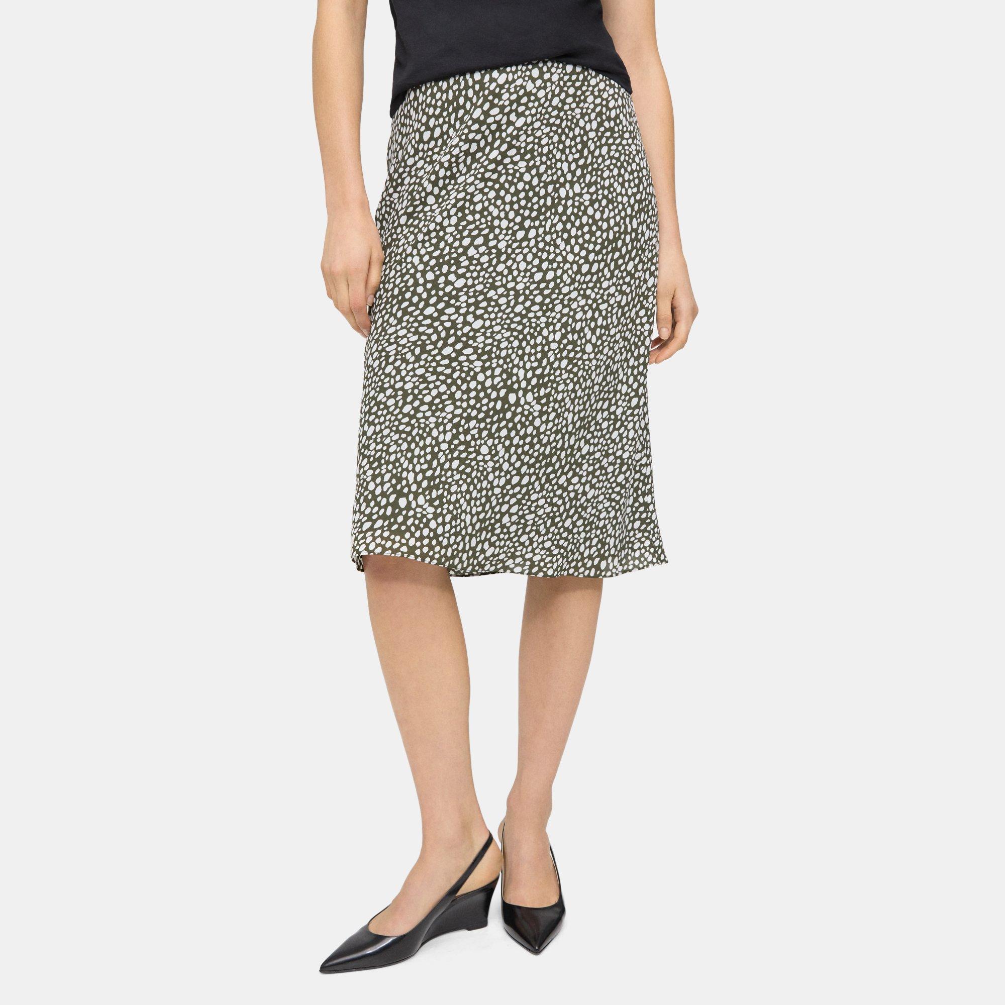 Spotted Satin Slip Skirt | Theory Outlet Product Image