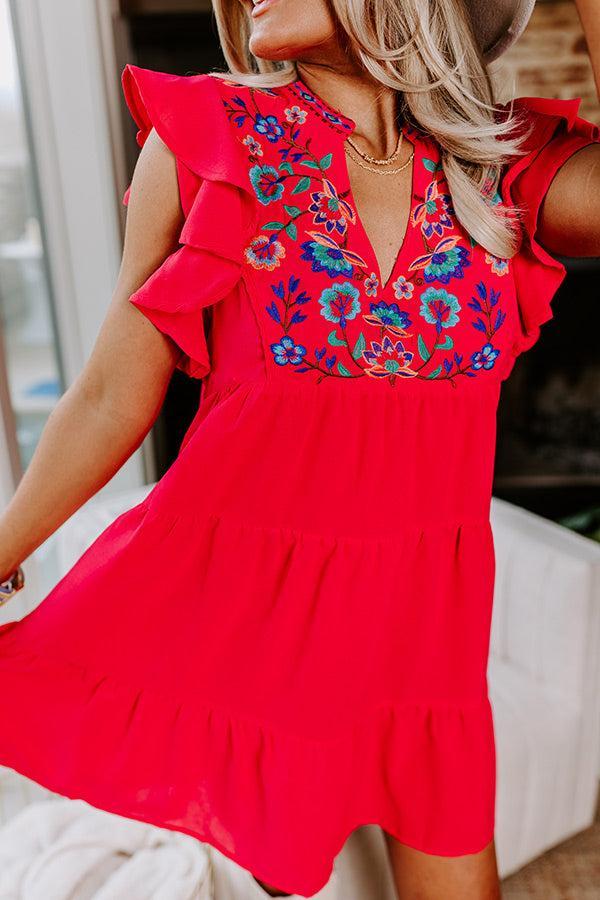 Hidden Bungalow Embroidered Dress In Hot Pink Product Image