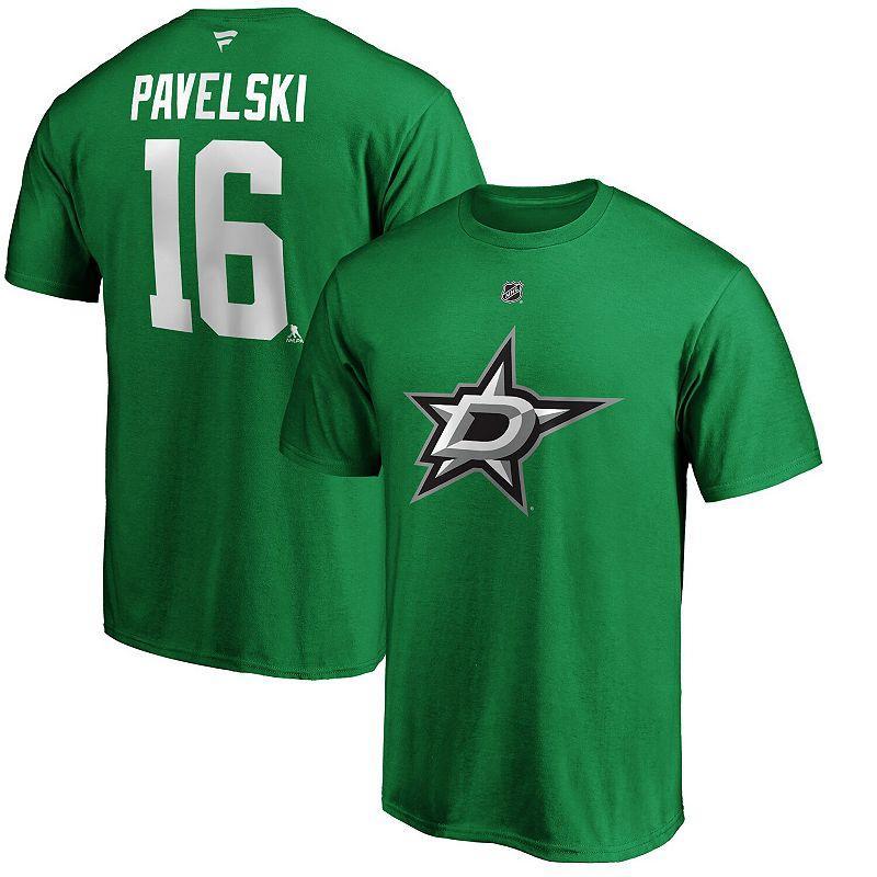 Mens Fanatics Branded Jamie Benn Kelly Green Dallas Stars Authentic Stack Name & Number T-Shirt Product Image