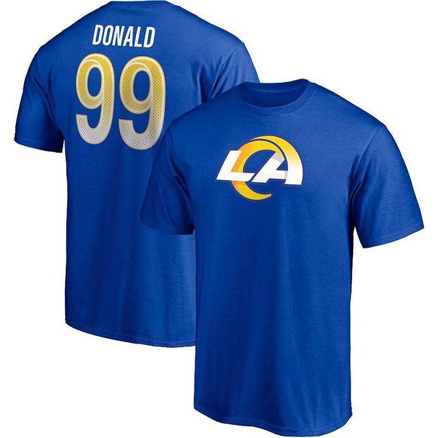 Mens Fanatics Branded Aaron Donald Royal Los Angeles Rams Player Icon Name & Number T-Shirt Product Image