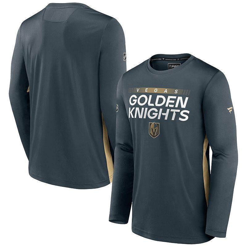 Mens Fanatics Gray Vegas Golden Knights Authentic Pro Rink Performance Long Sleeve T-Shirt Product Image