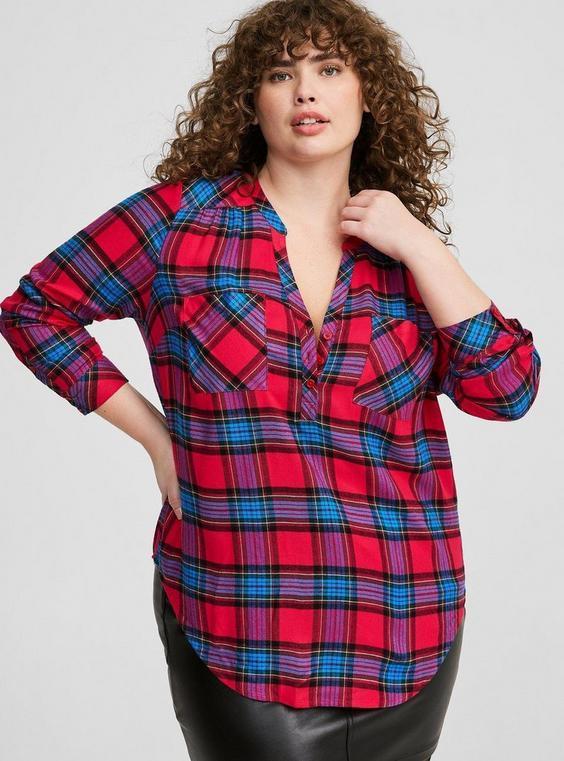 Harper Softest Flannel Tunic Pullover Product Image