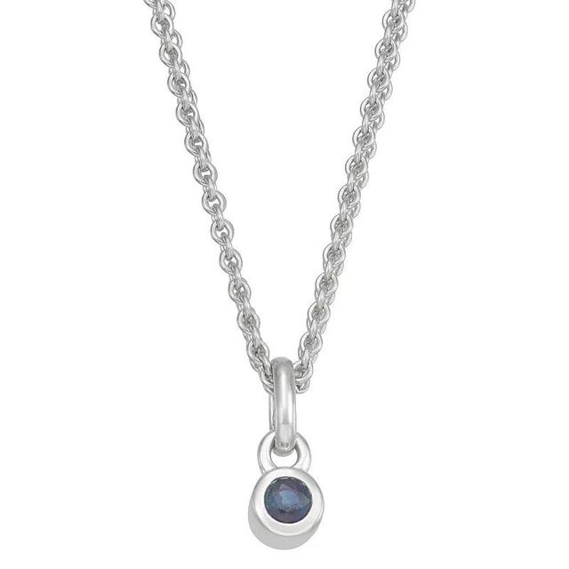 Sterling Silver Blue Sapphire Charm Necklace, Womens Silver Tone Product Image