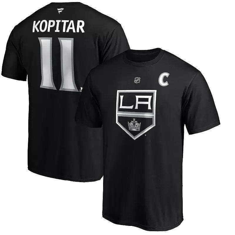 Mens Fanatics Branded Anze Kopitar Black Los Angeles Kings Team Authentic Stack Name & Number T-Shirt Product Image