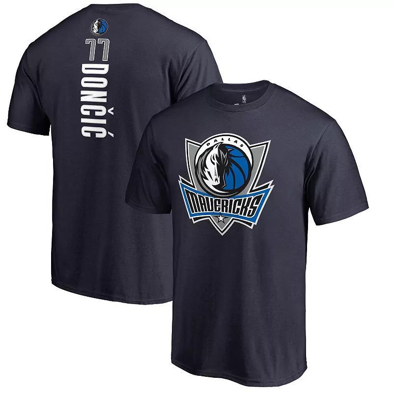 Mens Fanatics Branded Luka Doncic Dallas Mavericks Team Backer Name & Number T-Shirt Blue Product Image