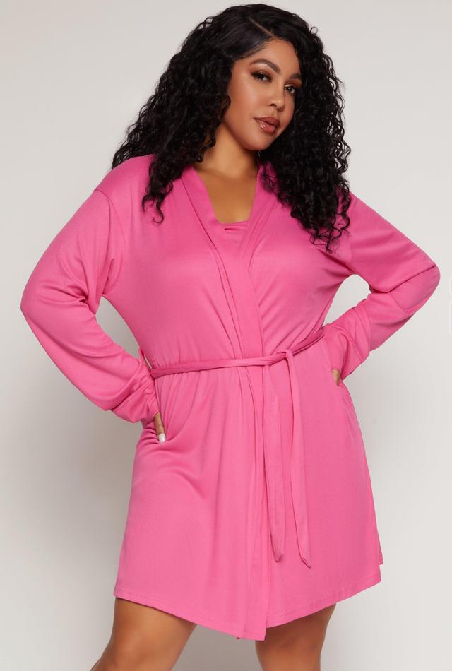 Womens Plus Size Ribbed Knit Cami Nightgown with Robe Product Image