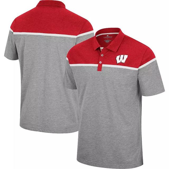 Mens Colosseum Heather Gray Wisconsin Badgers Chamberlain Polo Product Image