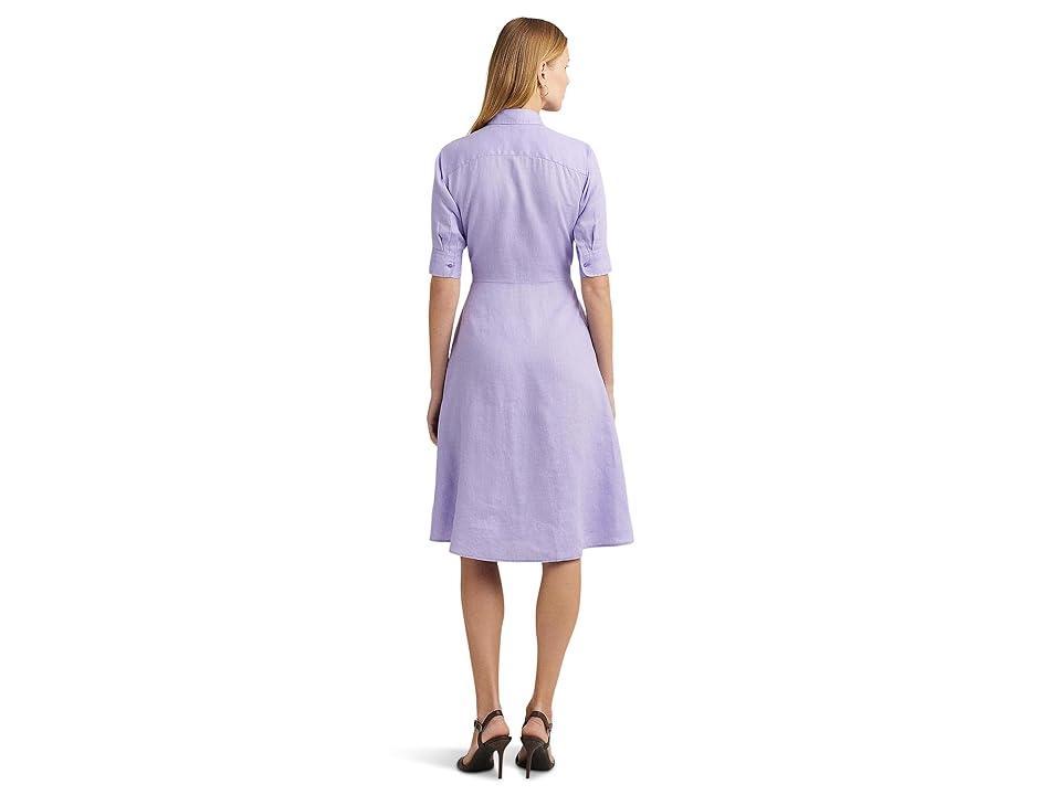 LAUREN Ralph Lauren Linen Shirtdress (Wild Lavender) Women's Clothing Product Image