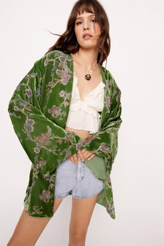 Floral Devore Longline Kimono Product Image