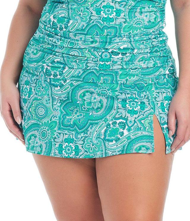 Bleu Rod Beattie Plus Size Coast Cool Geo Print High Waist Skirted Swim Bottom Product Image