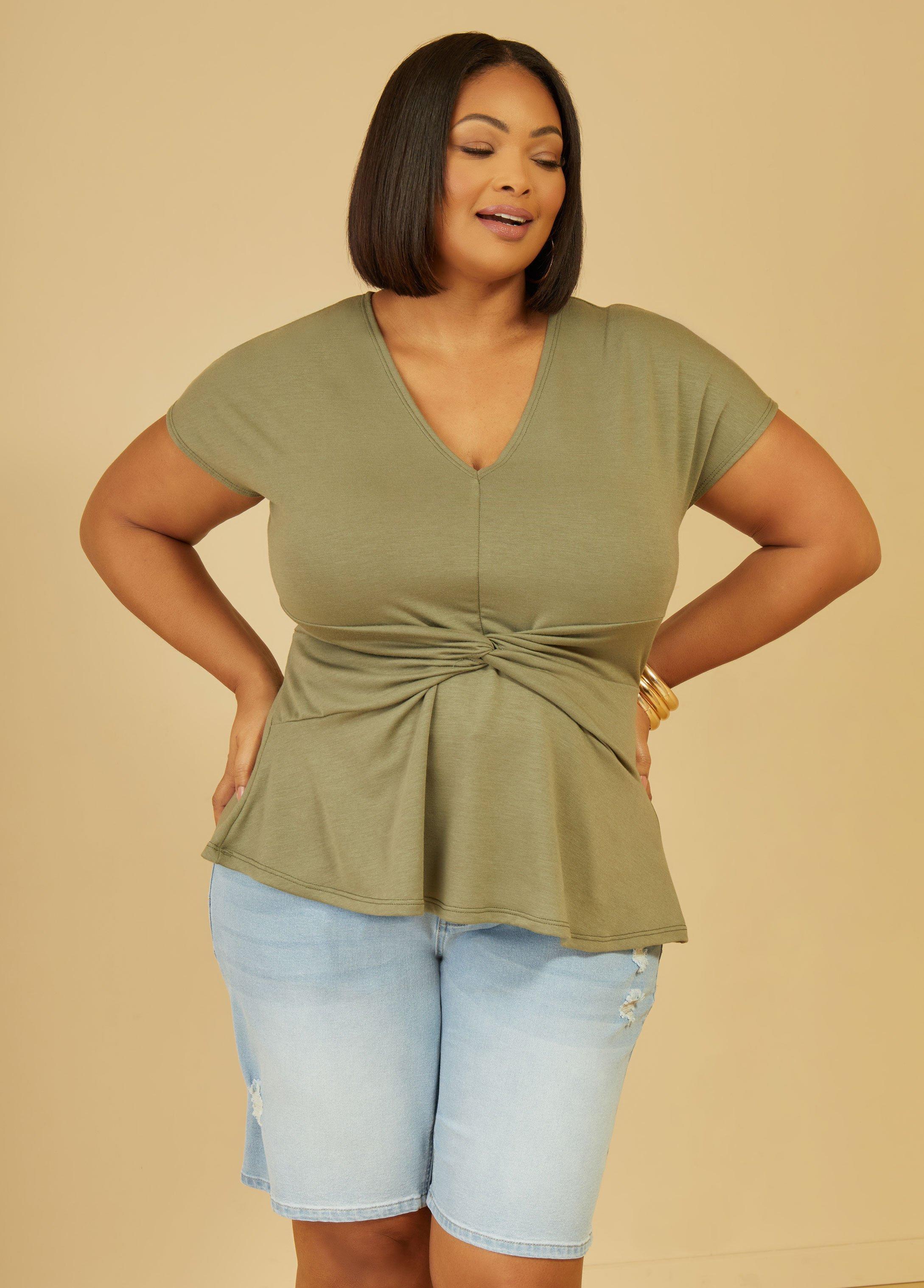 Plus Size Knotted French Terry Top Ashley Stewart Product Image