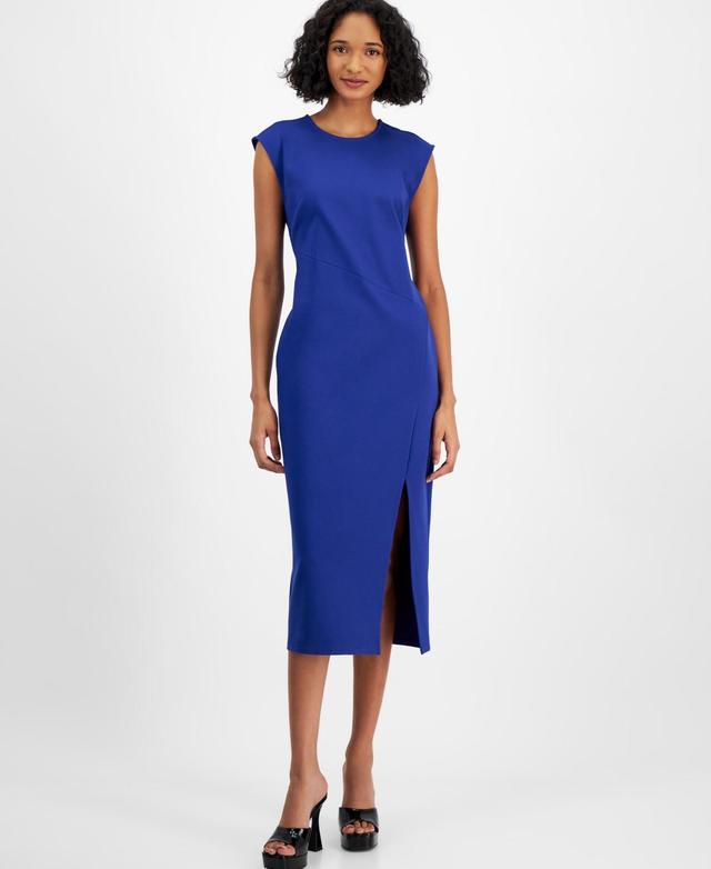 Bar Iii Womens Cap-Sleeve Crewneck Midi Sheath Dress, Created for Macys Product Image