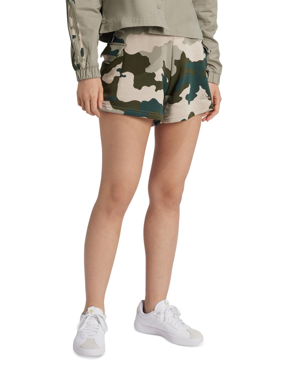 adidas Womens High Rise Camo Cargo Shorts Product Image