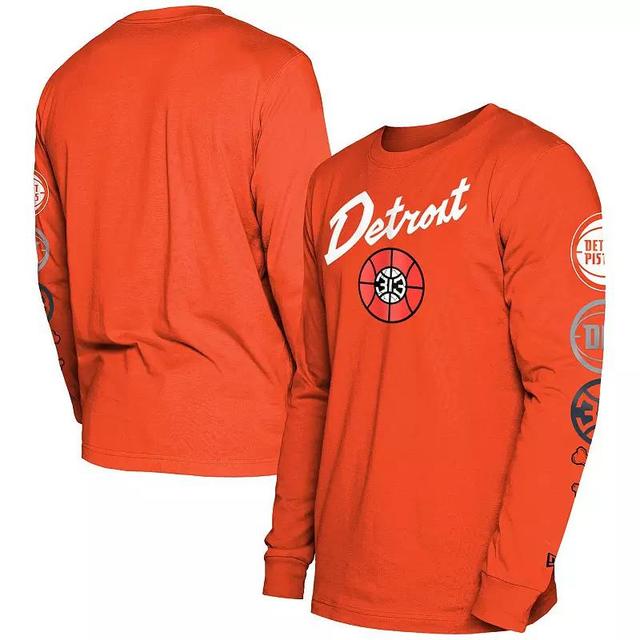 Mens New Era Orange Detroit Pistons 2023/24 City Edition Long Sleeve T-Shirt Product Image