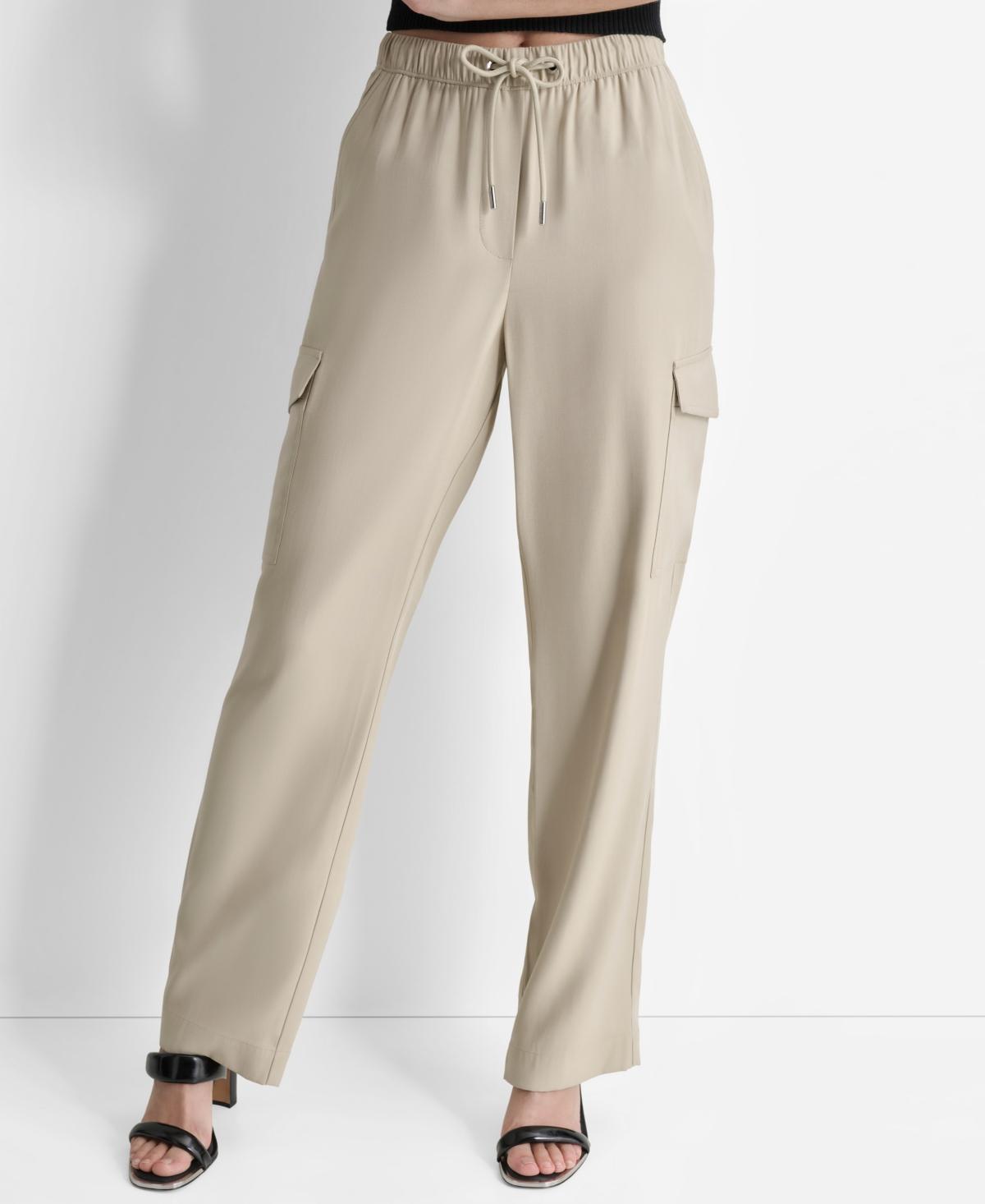 Dkny Womens Drawstring-Waist High-Rise Cargo Pants Product Image