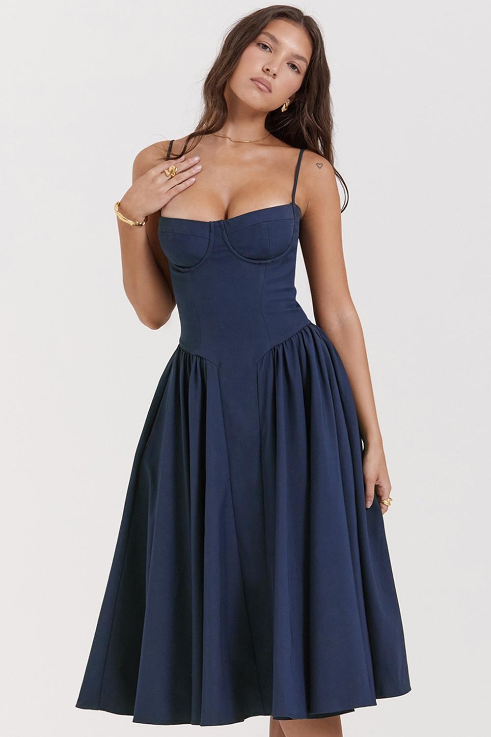 Samaria French Navy Corset Sundress Product Image