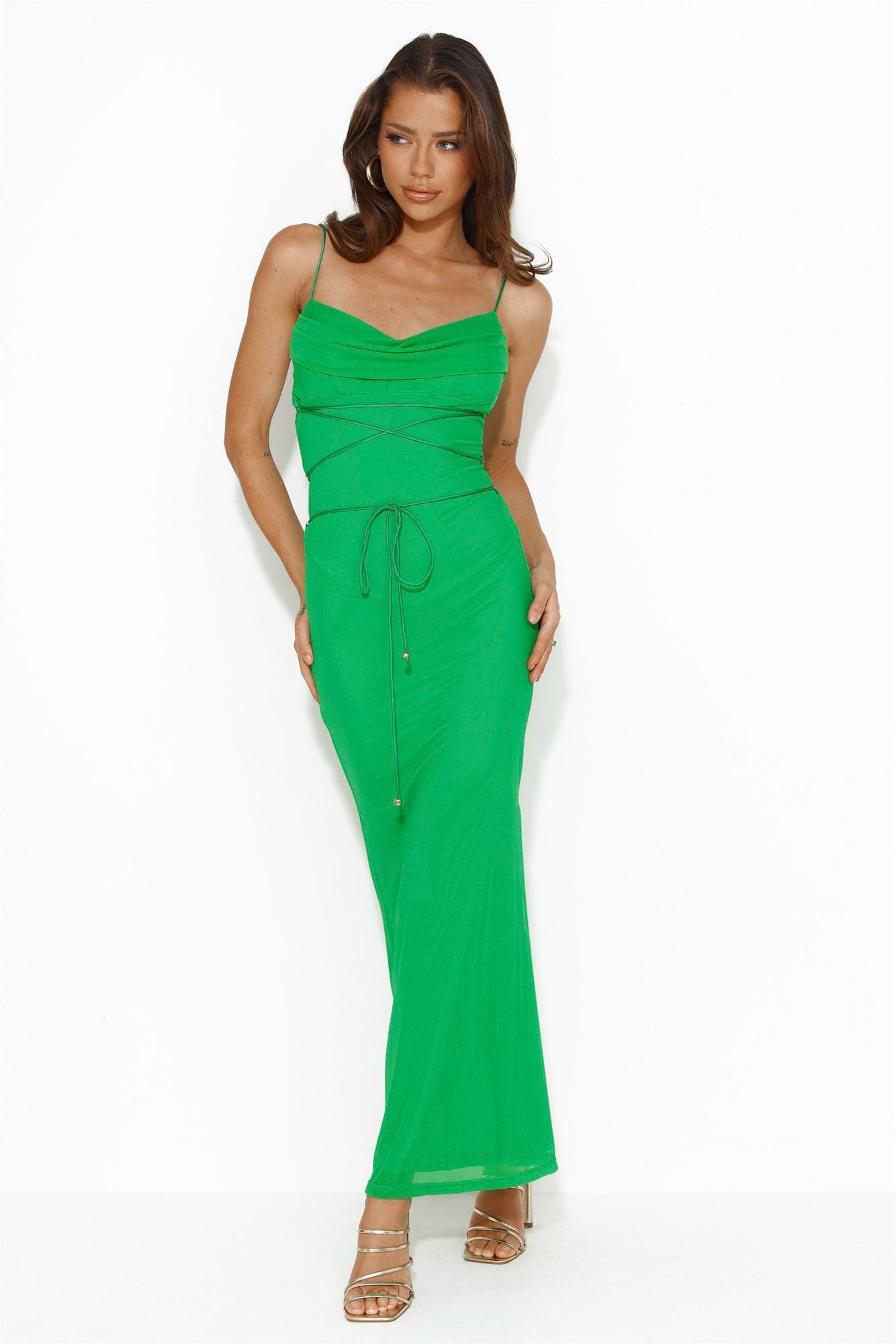 Hourglass Love Mesh Maxi Dress Green Product Image