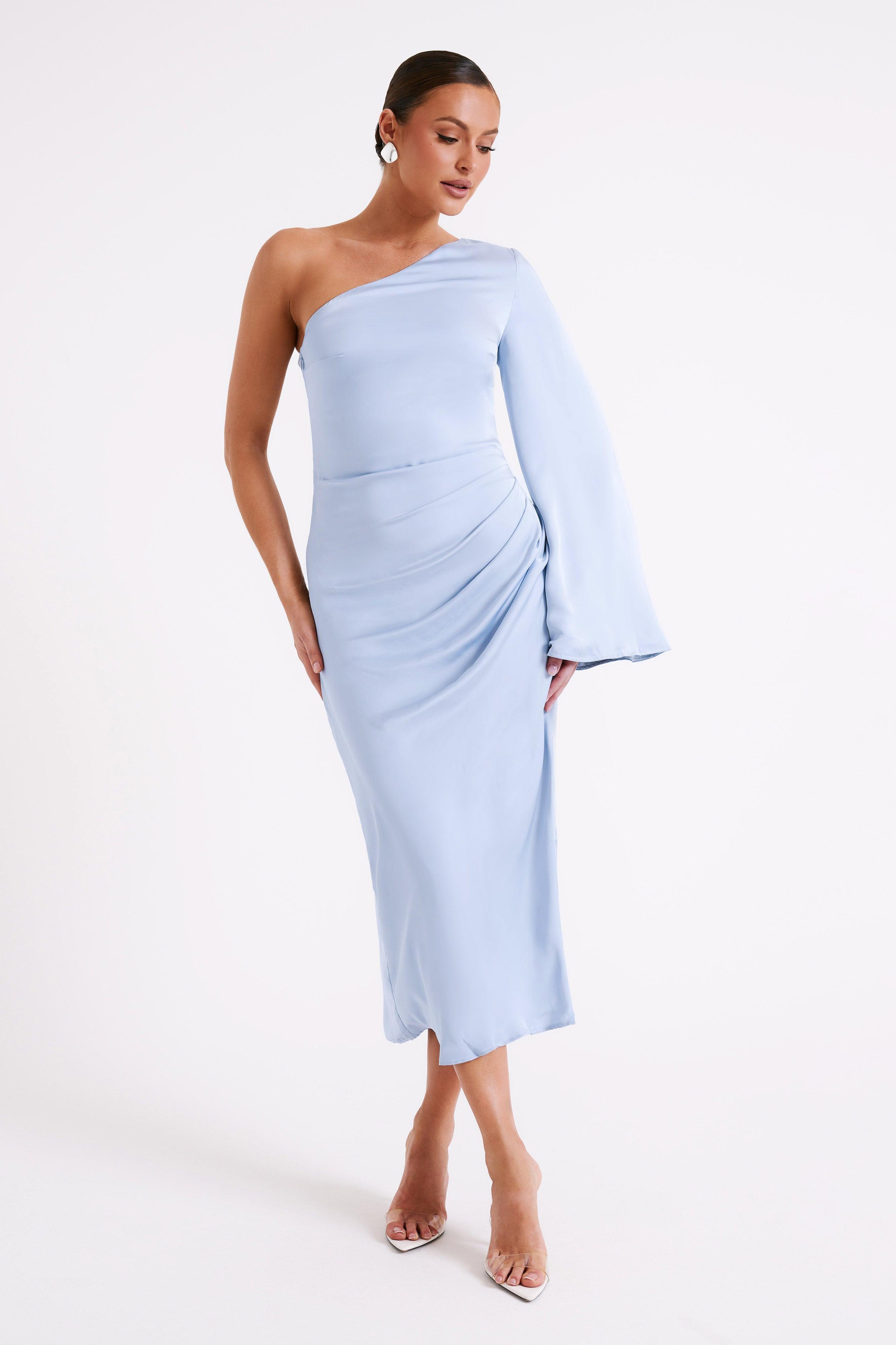 Nyomi One Shoulder Maxi Dress - Ice Blue Product Image