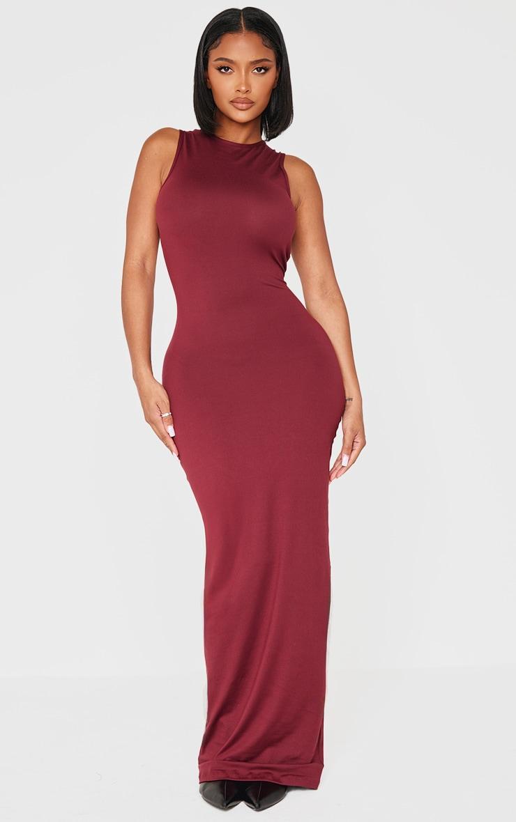 Shape Burgundy Sculpted Racer Maxi Dress Product Image